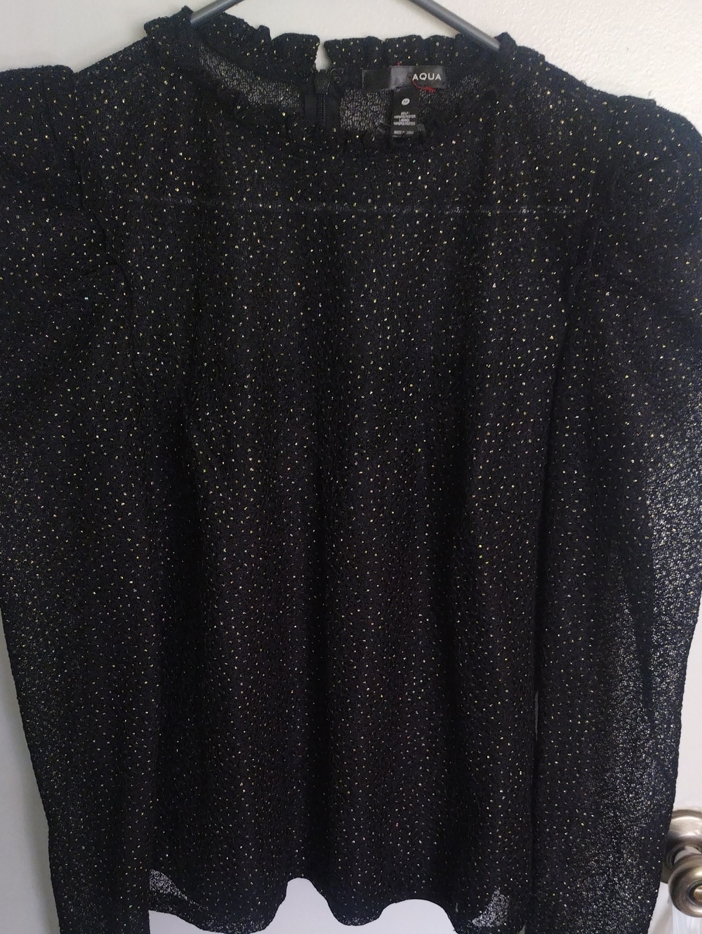 Aqua Black Top with Gold Sparkle